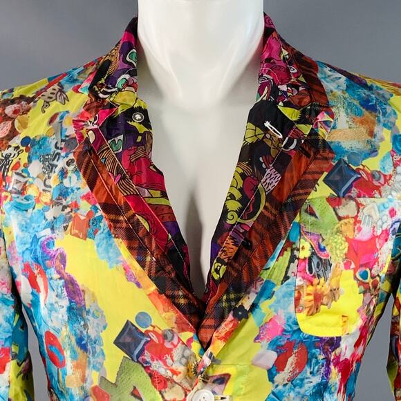 SS14 Size S Multi Color Polyester Layered Notch Lapel Jacket - Picture 3 of 11